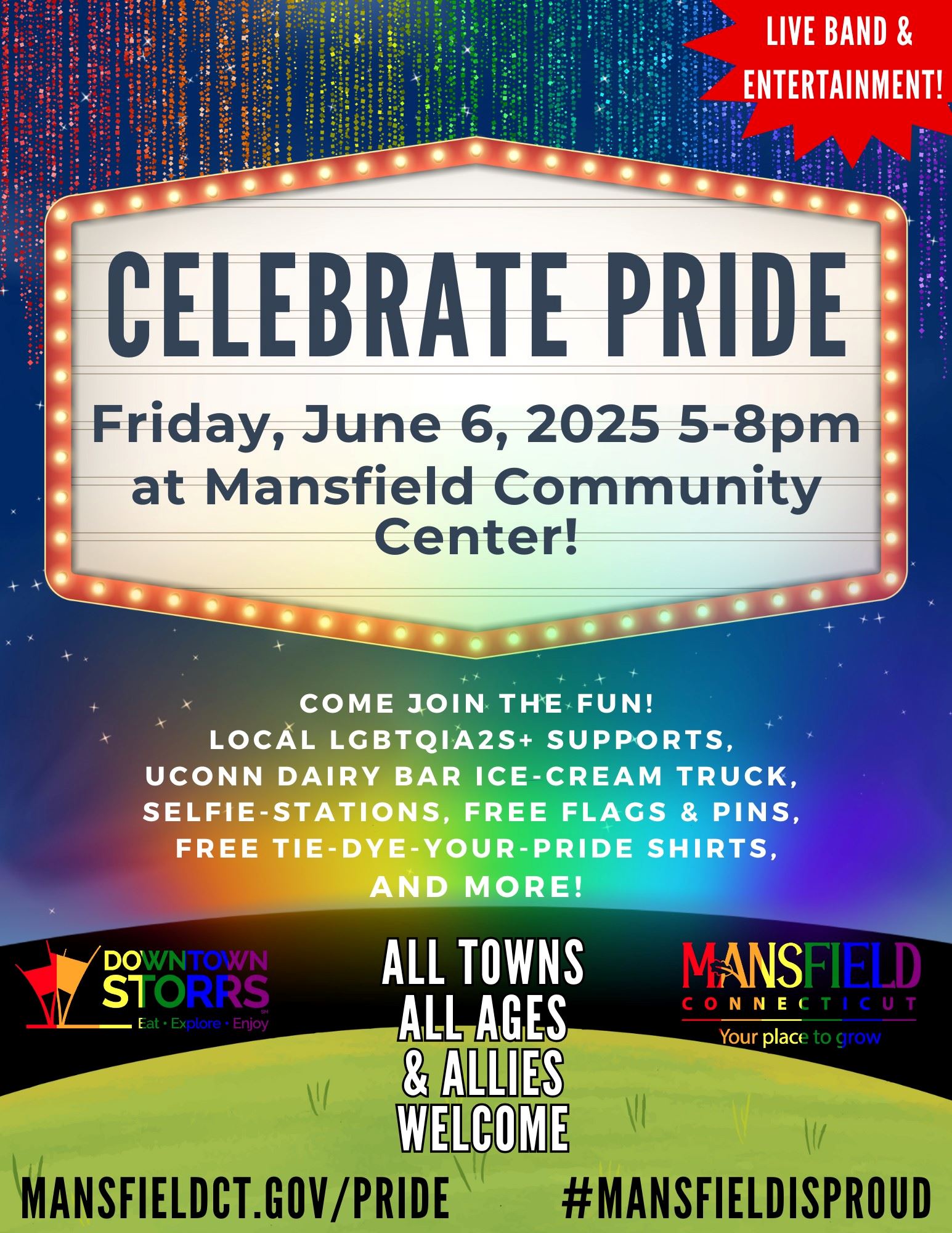 Flyer announcing Pride location changed to Mansfield Community Center
