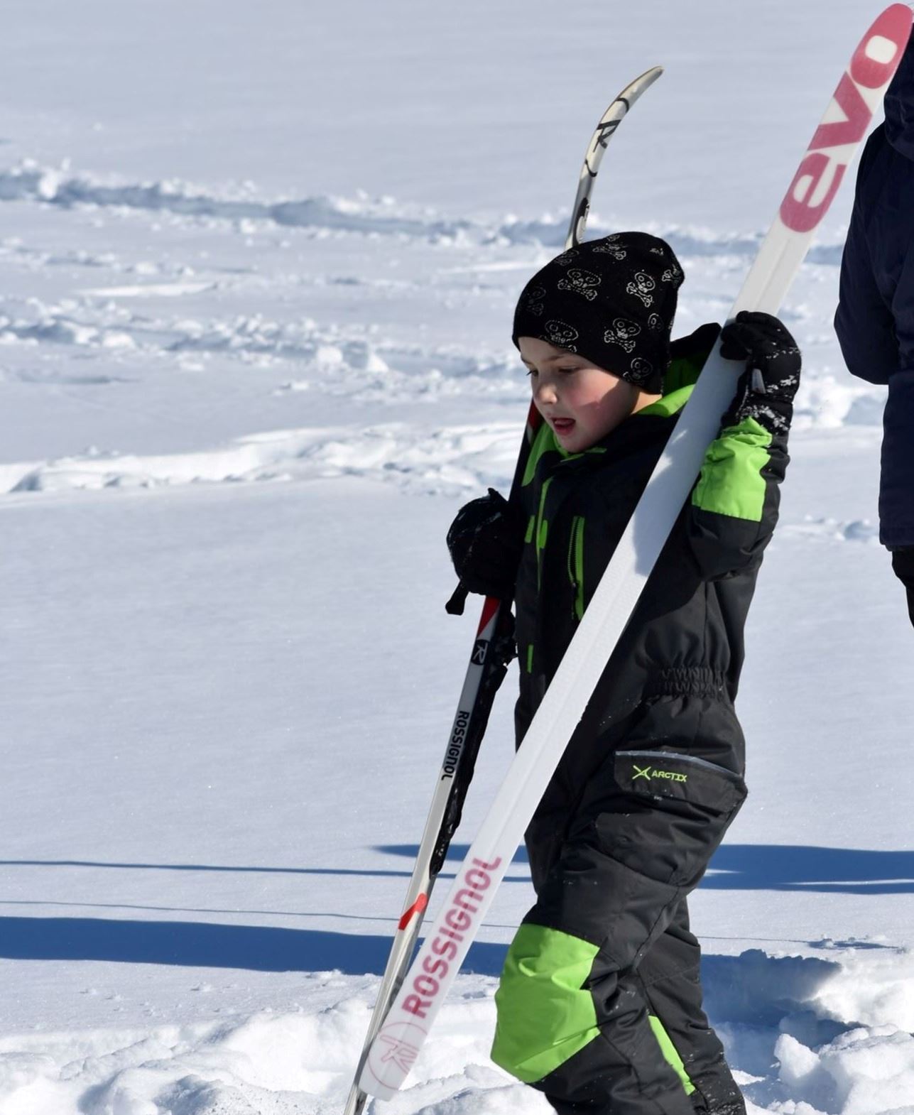 MES Student with Cross-Country Skiis